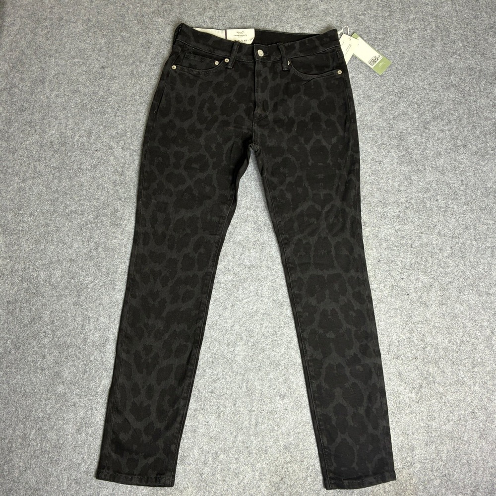 HM Womens Skinny Fit Stretch Jeans Black Leopard Animal Print Size 29x29 NWT